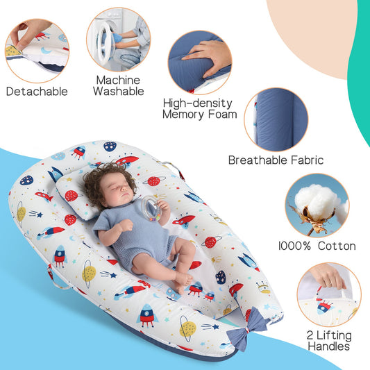 Baby's Crib pure Cotton Sleeve , High-grade Memory Foam, Inner Core,