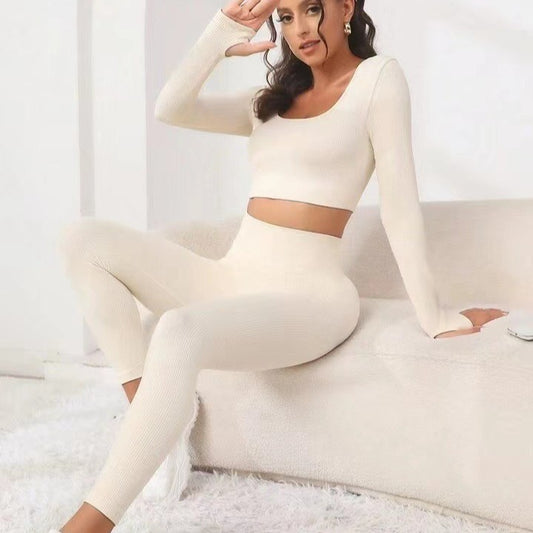 New Thread Seamless Long Sleeve Hip Lifting Trousers Yoga Suit