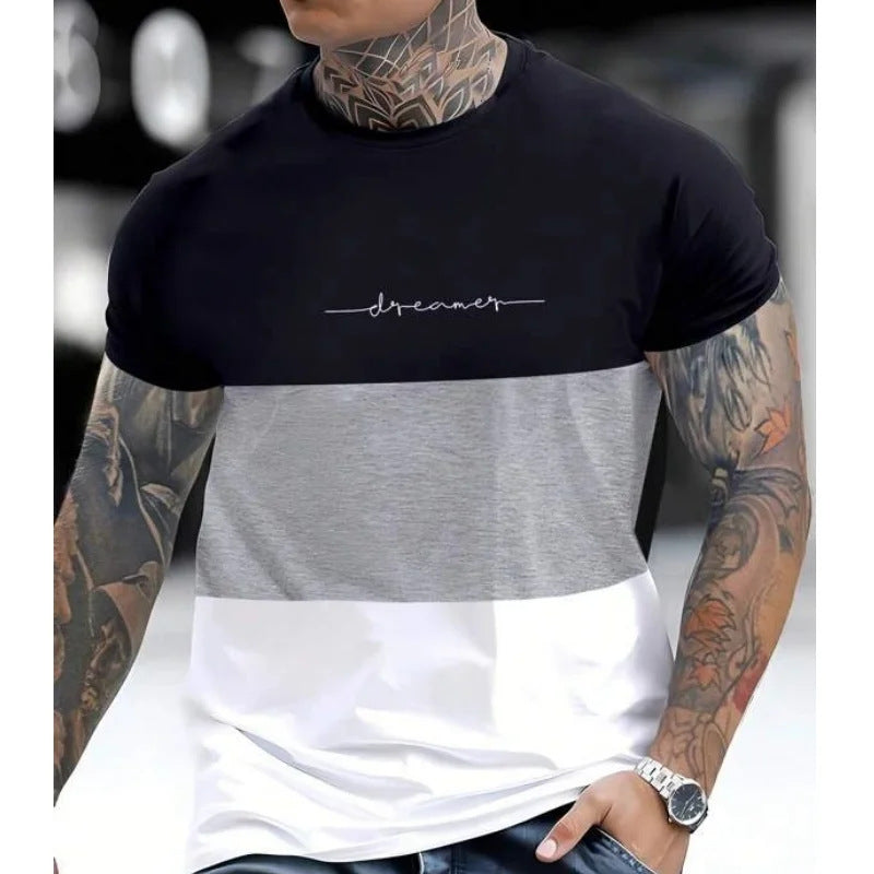 Men's 3D Digital Printing Sports Style With Letters Short-sleeved T-shirt